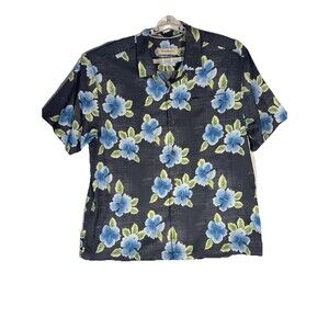 Tommy Bahama Hawaiian Floral Mens Shirt 2XL Blue Camp Aloha Tropical Button Up